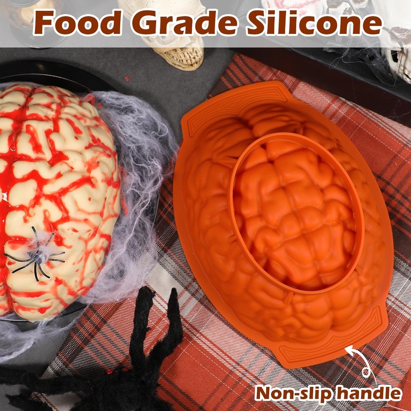 Silicone Large Brain Cake Mold 3 Inch Deep Pan Support Base Halloween Candy gallery