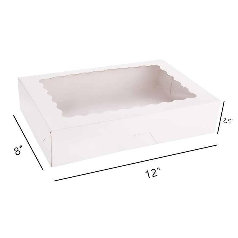20-Pack Bakery Boxes with Window, 12" x 8" x 2.5", Large White Cookie Boxes, ... gallery