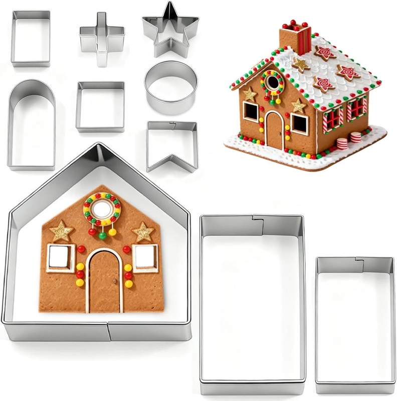 3D Gingerbread House Cookie Cutters Set 10