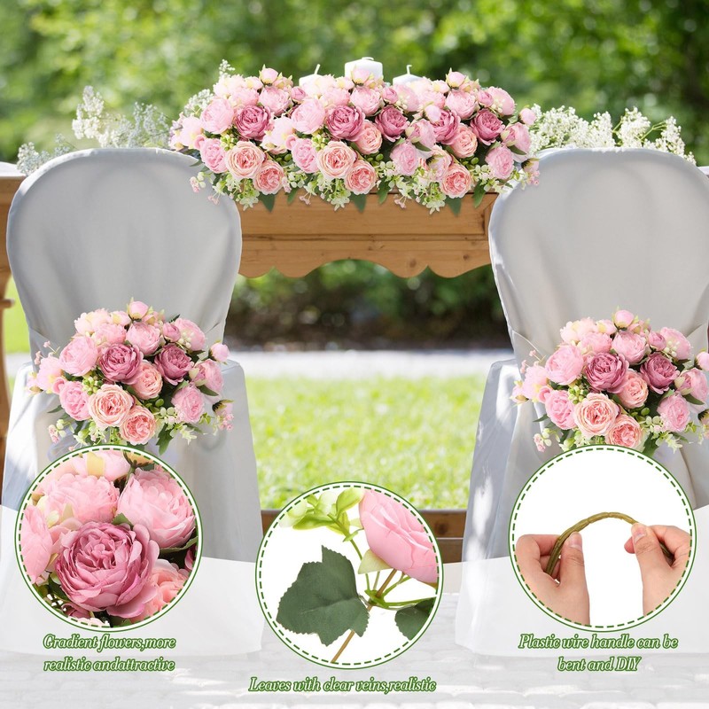 Geosar 8 Bundles Artificial Peonies Flowers Silk Peony Bouquet Faux Home Wedding gallery