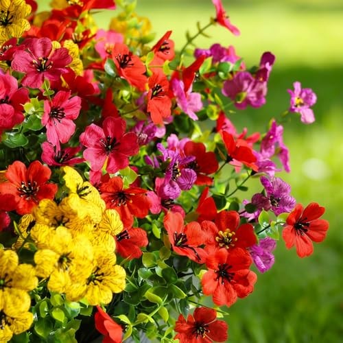 Artificial Flowers for Outdoors Fake Flowers UV 20 Pcs Pink Red Purple Yellow gallery