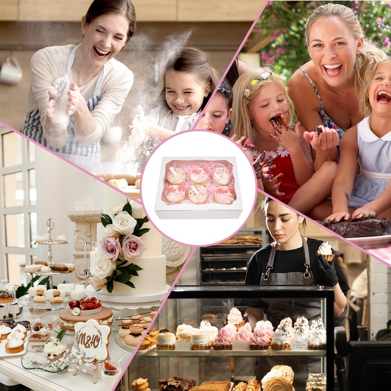 12 PCS 10x8x2.5 Inch White Bakery Treat Boxes Window Pastry Cookie Desserts gallery