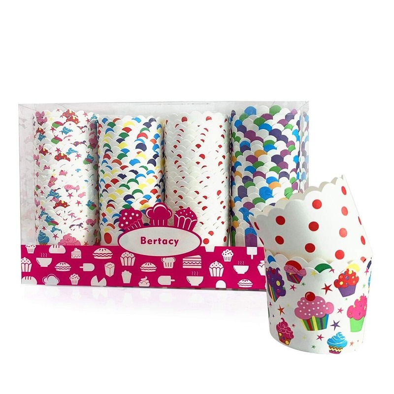 100-Pack Disposable Wrappers Large Paper Cake Baking Cup Cupcake Muffin Cases Bi