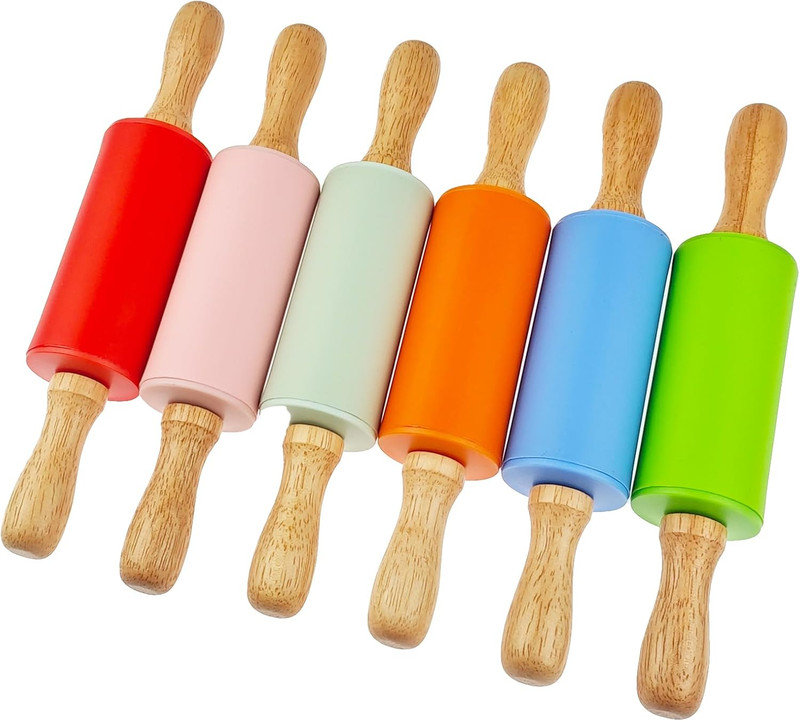 6 Pack Small Rolling Pin for Kids, Kids Rolling Pin for Home Kitchen (6 Colors) gallery