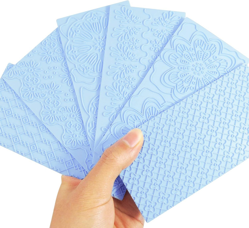 6 Packs Fondant Impression Mat Fondant Texture Mats Clay Mold Set Lace Embossing gallery