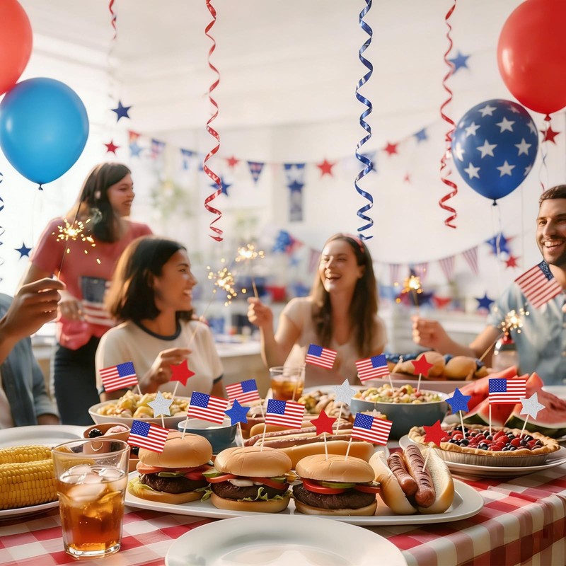 180Pcs 4th of July Cupcake Toppers, Patriotic Toothpicks American Flag Toothpick gallery
