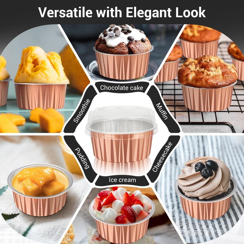 EUSOAR Muffin Cups for Baking, 200pcs 5oz Cupcake Liners Foil Mini Aluminum P... gallery