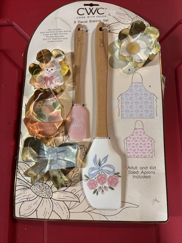 Cook With Color 8 Piece Baking Set With Adult & Child Apron NEW