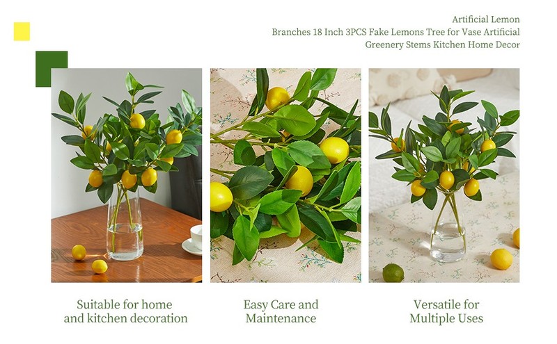 6 PCS Artificial Lemon es for Vase 18 Inch Fake Lemons Fruit Pis gallery