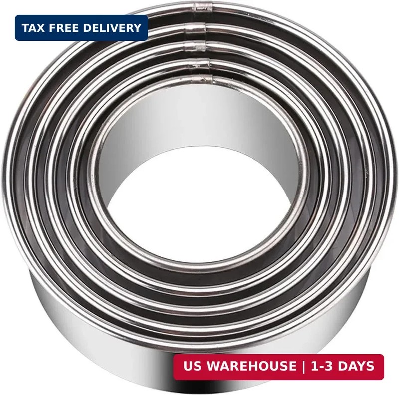 5 Pieces Biscuit Cookie Cutters Set,Stainless Steel Circle Round Cookie Biscuit