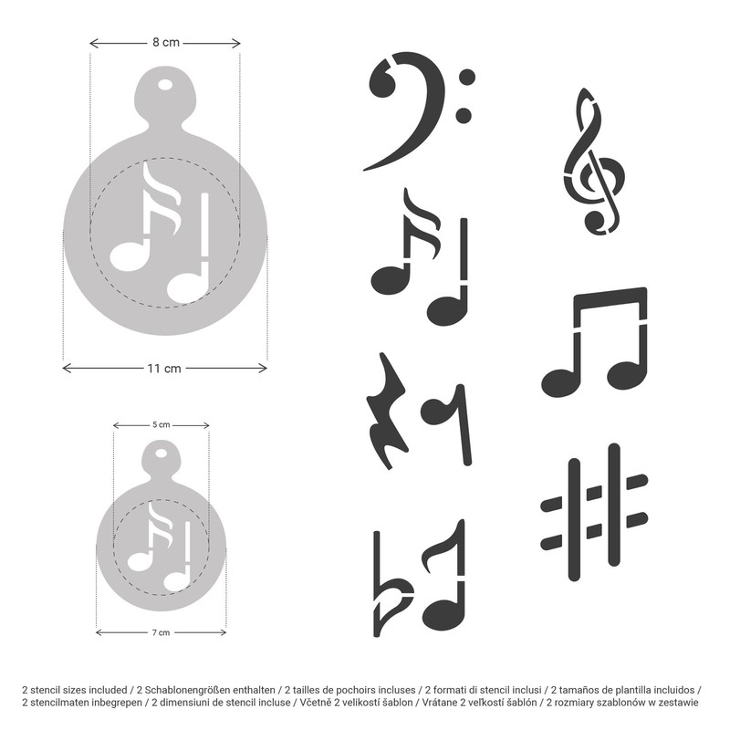 14 Pcs Coffee Stencils for Cookies Baking Notes Music Melody Templates gallery