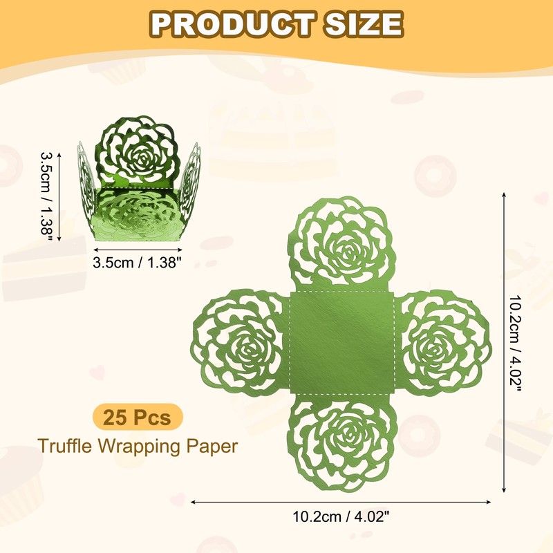 25PCS 4 Inch Truffle Wrappers for Wedding Birthday, Light Green gallery