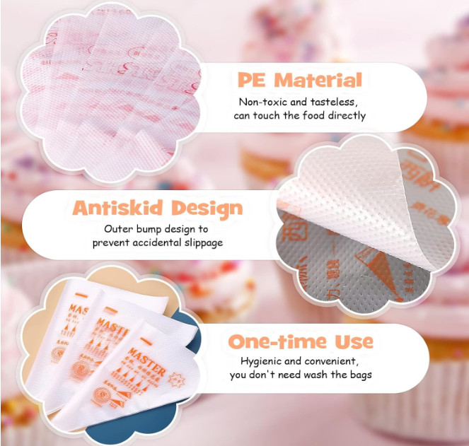SelfTek 100Pcs Disposable Icing Piping Pastry Bags, Frosting Bag Cake Cupcake Co gallery