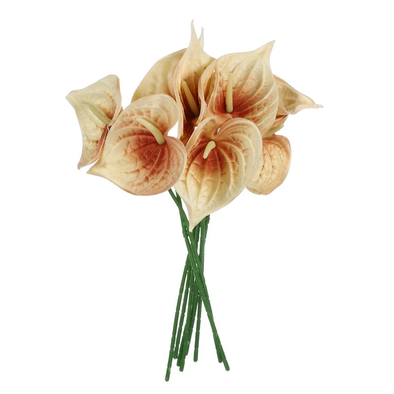 8Pcs 11inch Artificial Anthurium Flowers, Champagne