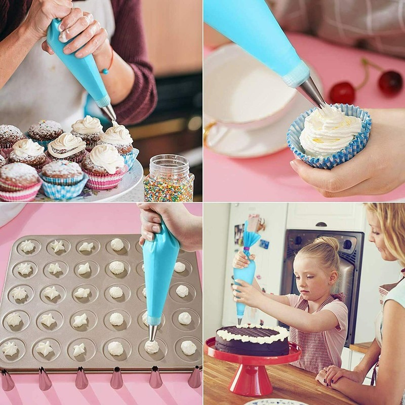42Pcs Cake Decorating Kit Baking Frosting Icing Nozzle Tips Piping Bags Reusable gallery