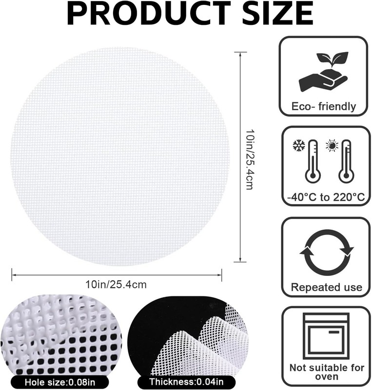 10 Pcs 10 inch Non-stick Silicone Steamer Mesh Mat, Reusable 10x10, White gallery