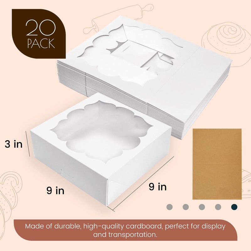 20 Pack Pie Boxes for 9 Inch Pie 9x9x3 in Bakery Boxes with Window Strawberry... gallery