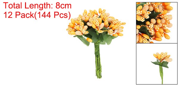 144Pcs Mini Artificial Pip Berry Picks Bunch Fruit Flower Stamen Light Orange gallery