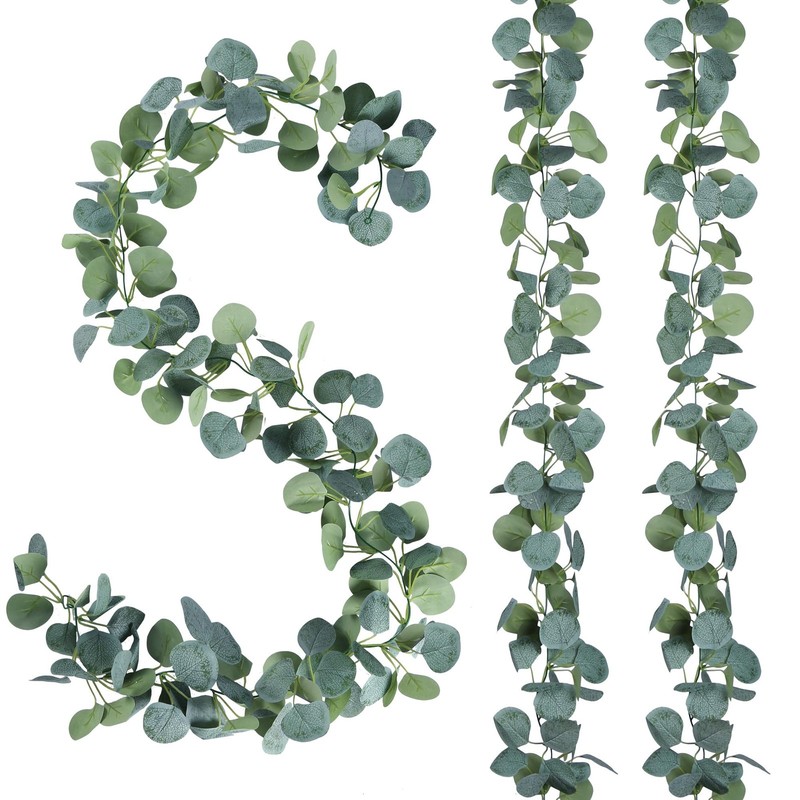 Sggvecsy 6 Pack Artificial Eucalyptus Garland Greenery Leaves Handmade 3D Silk
