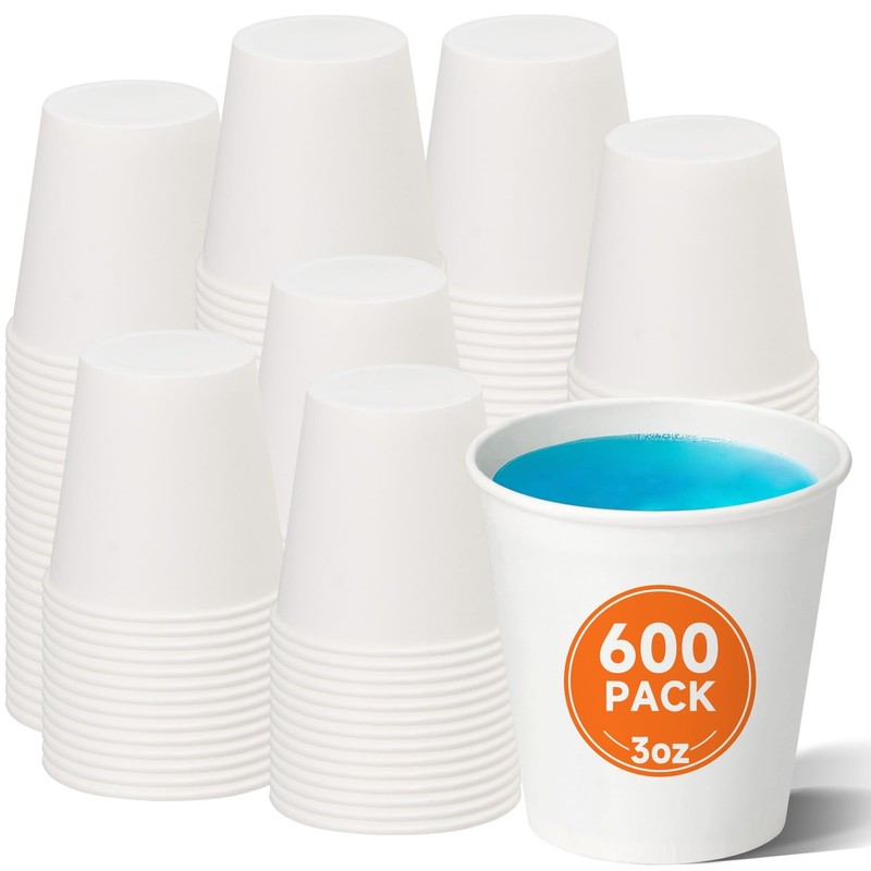 METAPRINT 600 Pack 3 oz Small Paper Cups, Disposable Bathroom Mouthwash Cups,…