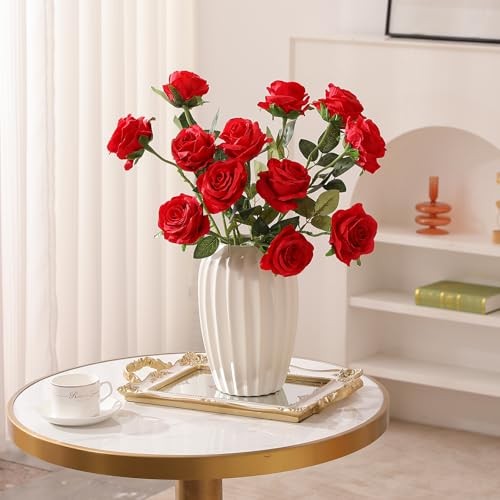 Fake Roses Artificial Flowers - Fake Artificial Roses Silk Flowers 10 Pcs Red gallery