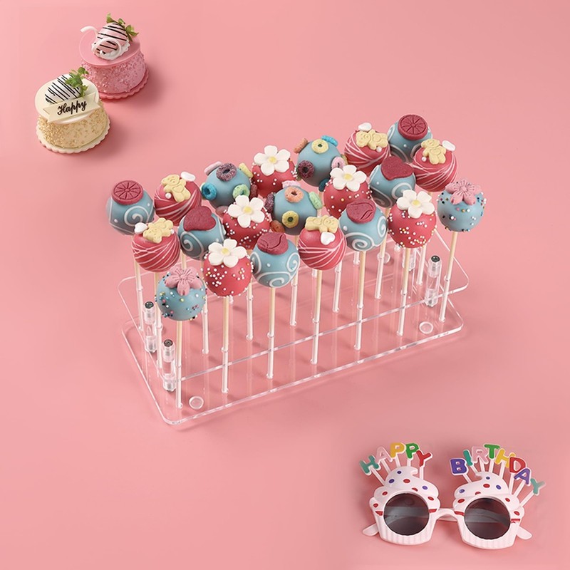 2-Pack Clear Acrylic Cake Pop Stand, 21 Holes Lollipop Holder for Parties & Even gallery
