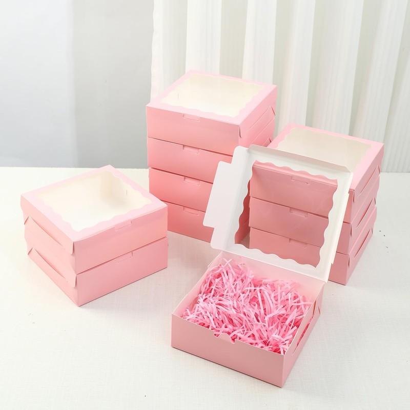 Bakery Boxes with Window (30-Pack) – 7x7x2.5 Inch Thick & Sturdy Pastry Boxes…
