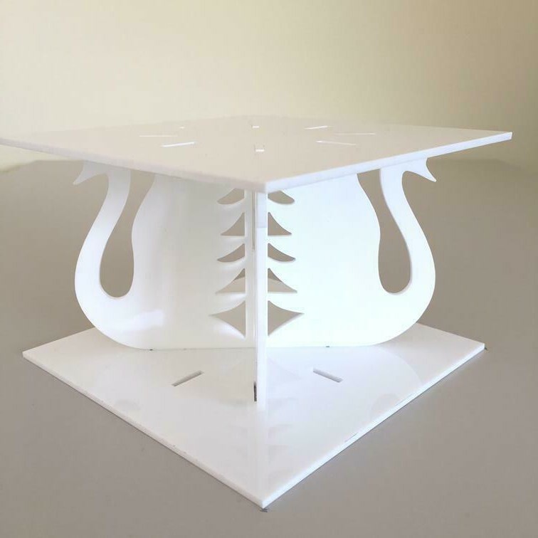 Swans Square Acrylic Pillars Wedding/Party Cake Separators, Many Colours & Sizes gallery