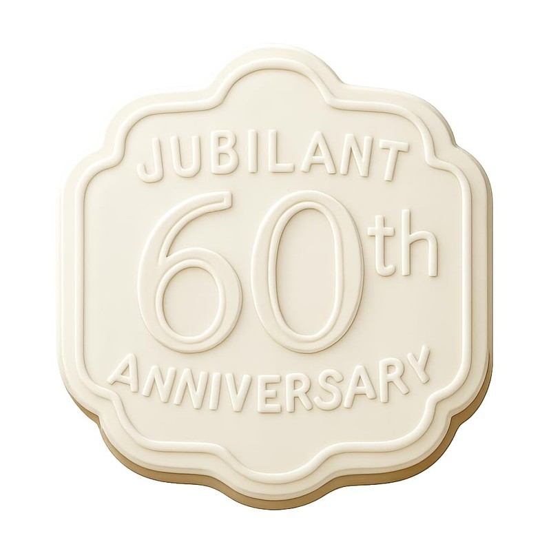 Jubilant 60th Anniversary Cookie Cutter & Stamp, Fondant & Clay - 4x4 gallery