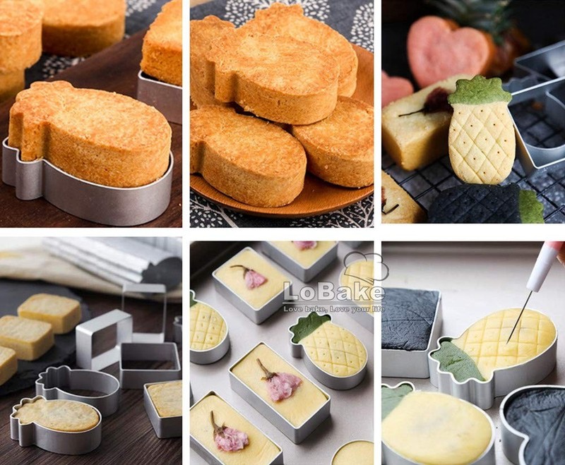 2.1cm Height Lengthened Rectangle Aluminium Pineapple Cake Mold Stainless Ste... gallery