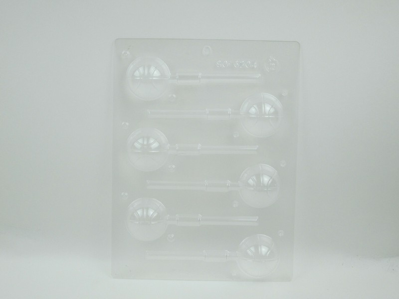 Candy Mold 6 Basketball Lollipop Shapes Clear Plastic CK Products 90-6204
