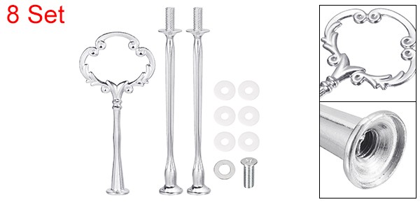 8 Set Cake Tray Stand Handle Plate Hardware 3-Tiers Mini Sunflower Silver gallery