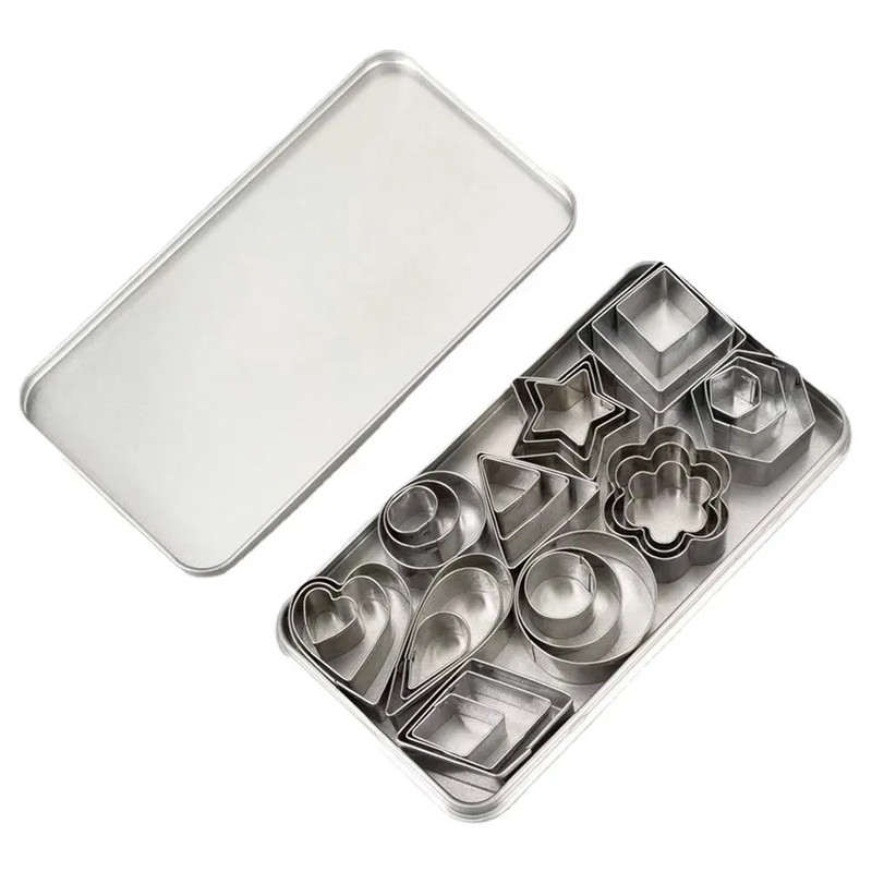 30Pcs/Box Stainless Steel Cookie Mold Heart Star Flower Geometric Shape Cookie C