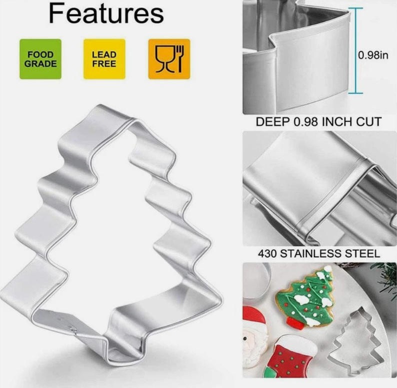 6Pcs Biscuit Cutters Gingerbread Man Christmas Tree Set Cookie Cutter Christmas
