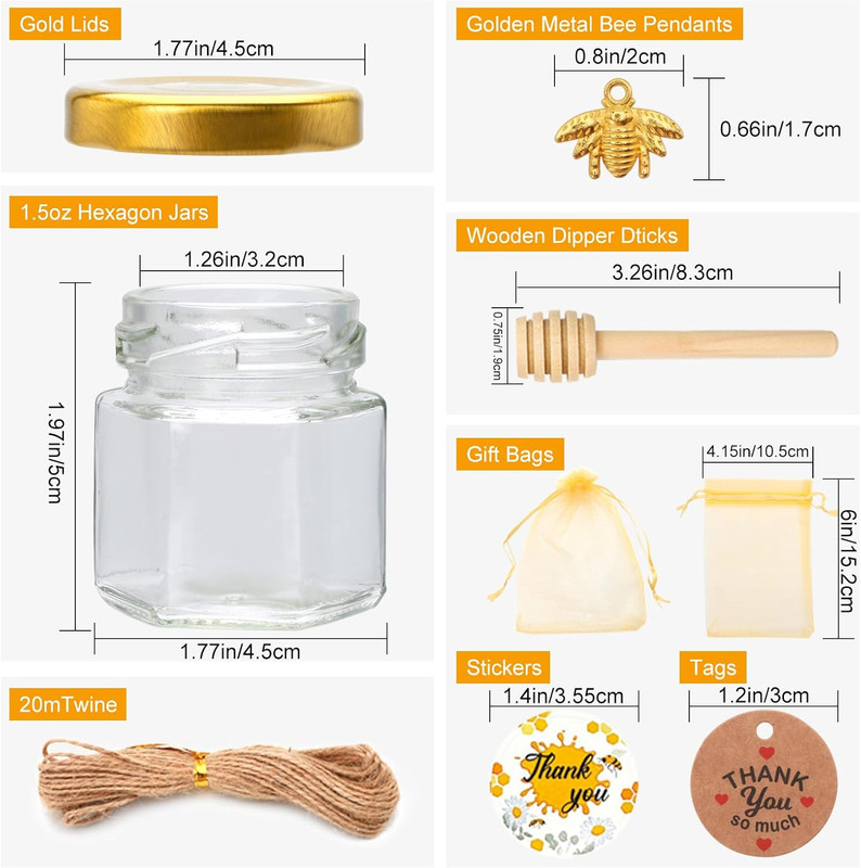 1.5 Oz Mini Honey Jars，60 Pack Baby Shower Favors,There'S Honey Sticks, Bee Pend gallery