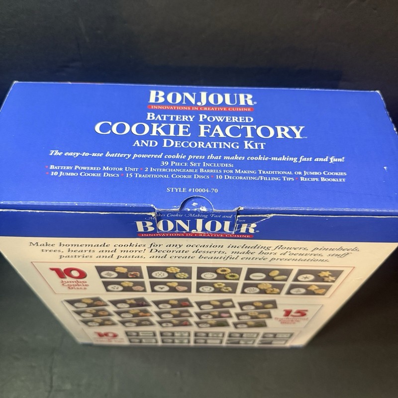 Bonjour Cookie Factory And Decorating Kit 39 Pieces Battery Operated Brand New gallery