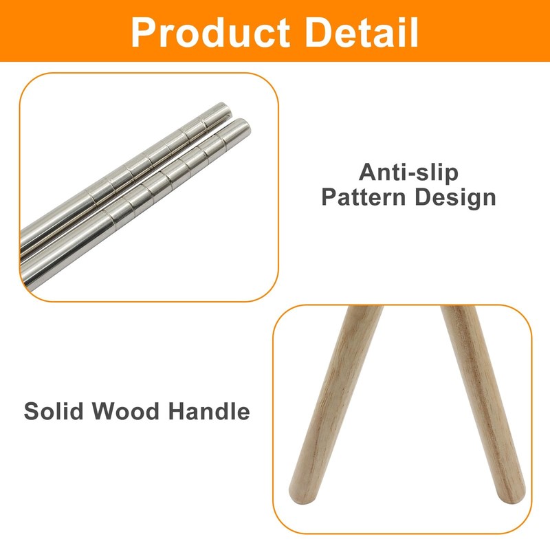 Stainless Steel Cooking Chopsticks Wooden Handle Extra Long Reusable 1 Pair gallery