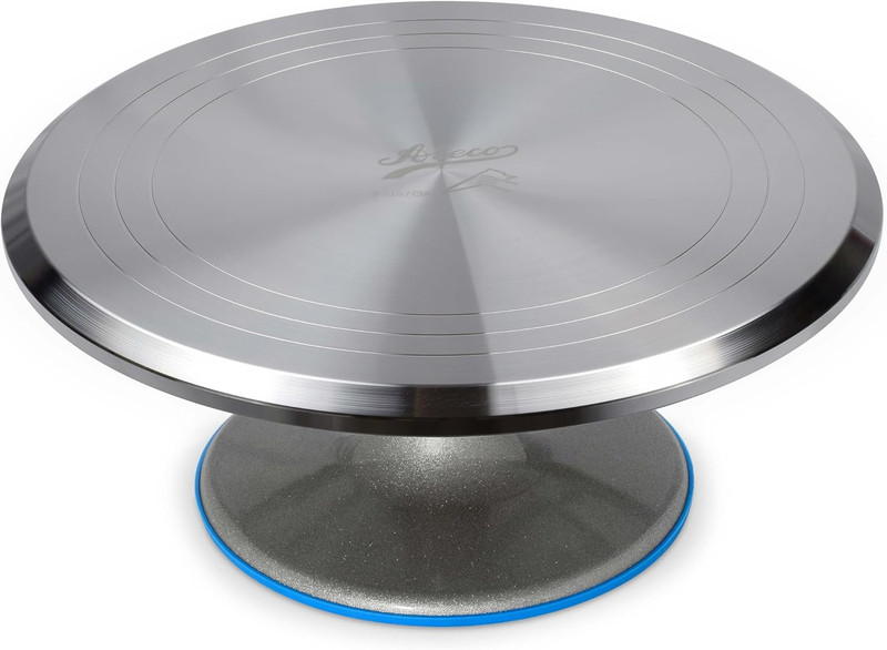 Revolving Cake Decorating Stand, 615 12″ Round, Aluminum Base, White