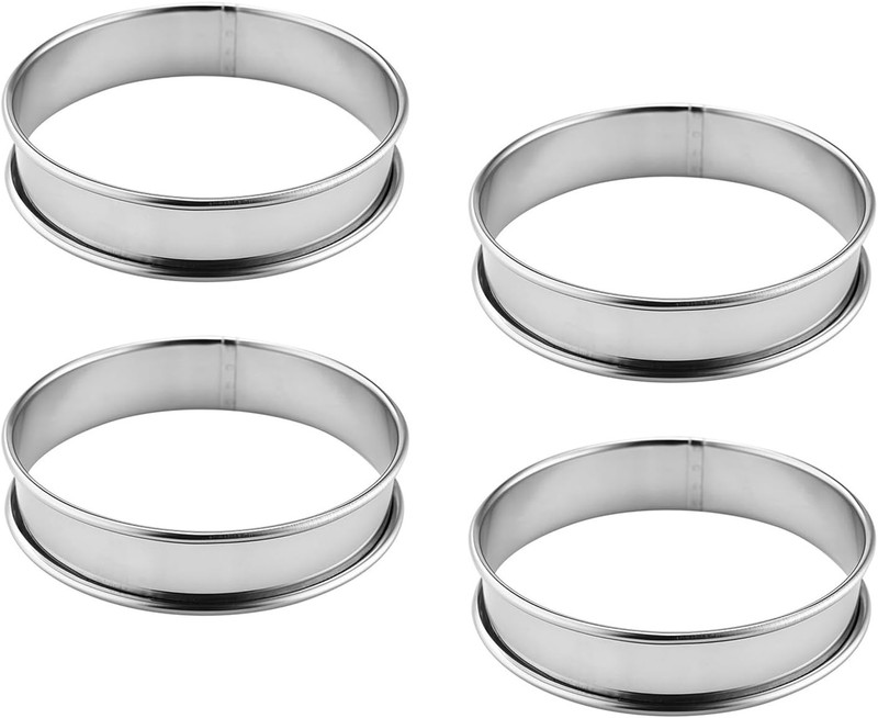 4 Pack 4 Inch Nonstick Crumpet Rings English Muffin Tart Molds Baking Pans for
