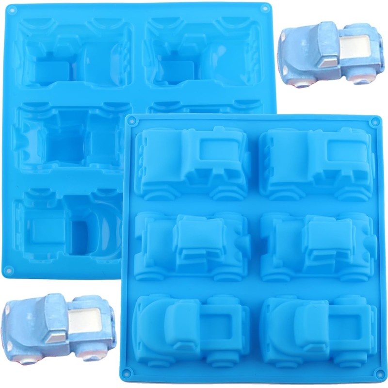 6 Cavity Car Silicone Chocolate Molds Car Themed Mold For Chocolate Candy Set…