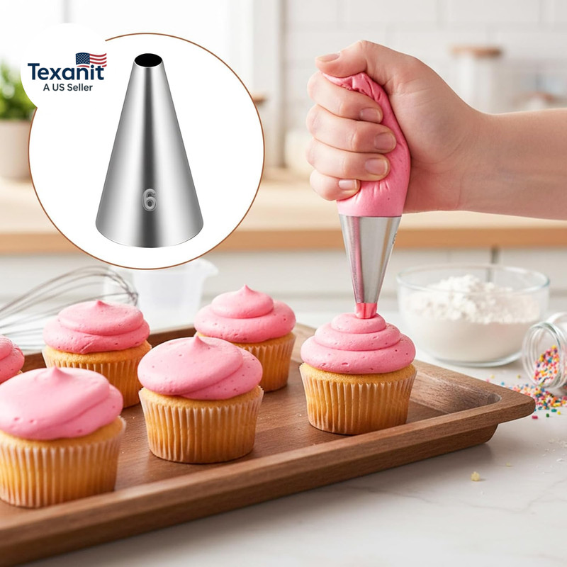 6 Pcs round Hole Piping Tips Set, Cake Decorating Tips Boquillas Para Reposteria gallery