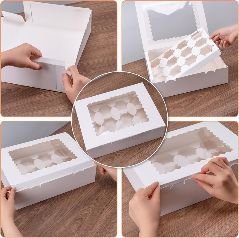 6PCS Cupcake Boxes - Hold 12 Count Cupcake Containers with Window, Grade Cupcak gallery