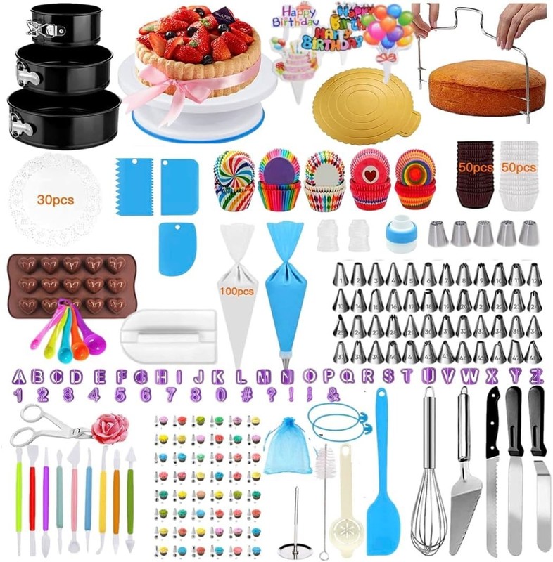 set de reposteria decoracion para pasteles molde espatulas boquillas base torta.