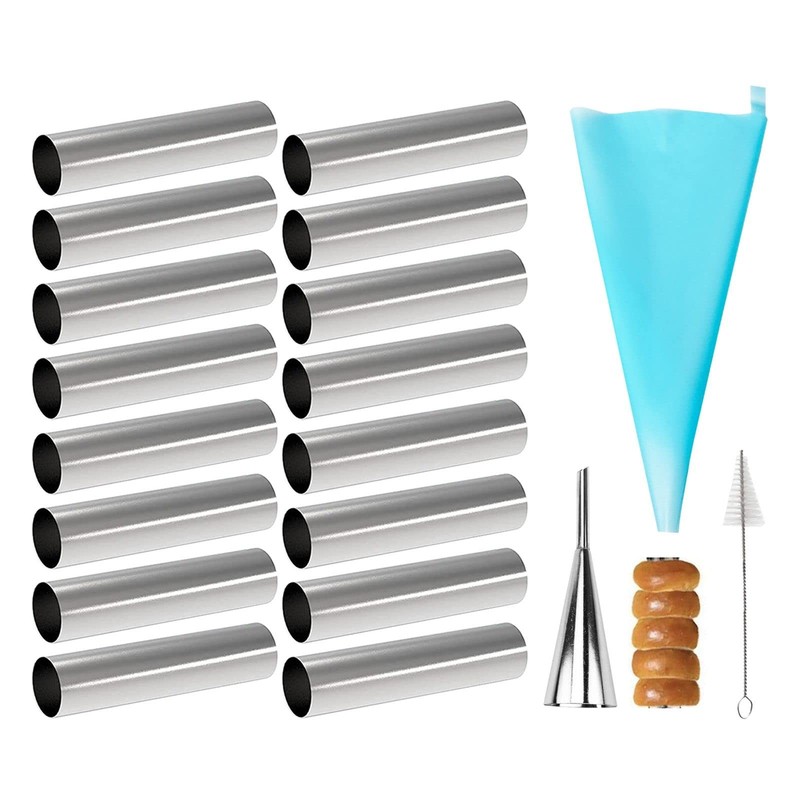 16 PCS Stainless Steel Cannoli Tubes Kit Tubular Baking Molds Pastry Forms