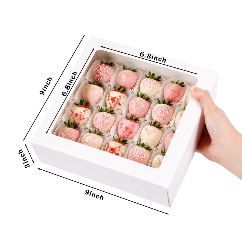 40 Pack Pie Boxes with Stickers, 9 x 9 x 3 Inches Auto-popup Pastry Boxes wit... gallery