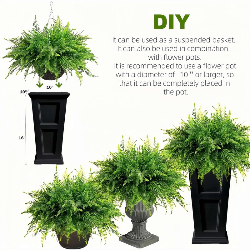Qianyun Outdoor Fake Hanging Hanging Ferns 2 Pack Large Faux Boston Bushes Uv gallery