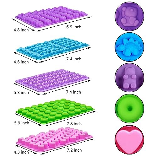 Silicone Gummy Molds Set of 5, Candy Molds with 2 Droppers for 5 Shape gallery