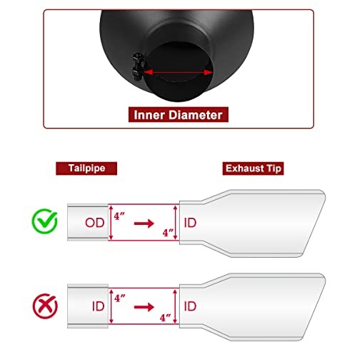 Exhaust Tips 4" Inlet 10" Outlet 15" Long Stainless Steel 4"x10"x15" Black gallery