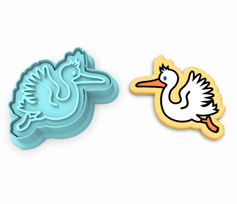 Stork Cookie Cutter & Stamp | Gender Reveal Party Baby Shower Boy Girl Bird