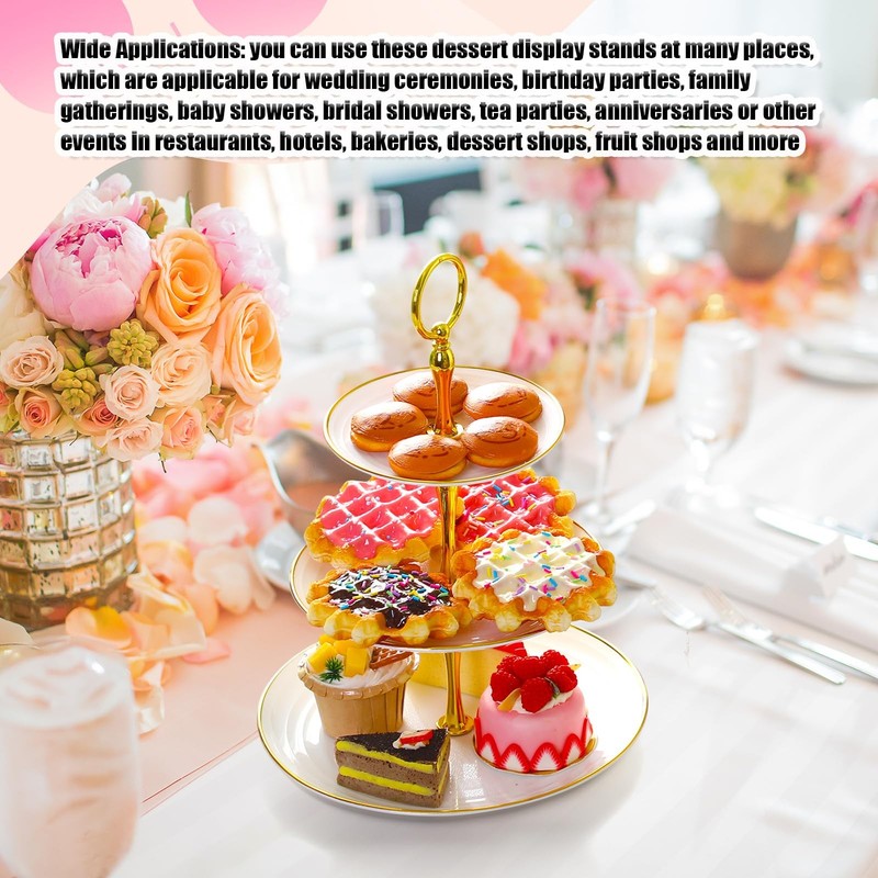 8 Pack 3 Tier Cupcake Stand Bulk Tiered Dessert Stand Thick Plastic Serving T... gallery